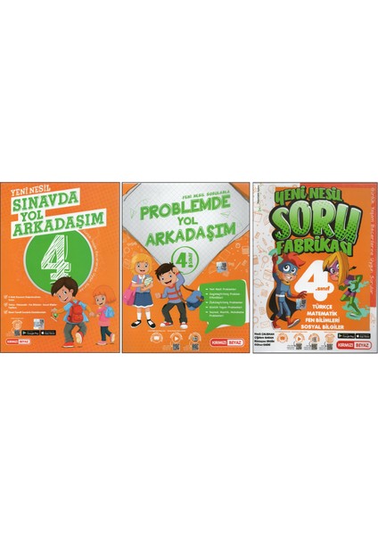 Kırmızı Beyaz 4. Sınıf Sınavda Yol Arkadaşım+Problemde Yol Arkadaşım+Soru Fabrikası (3 Kitap)