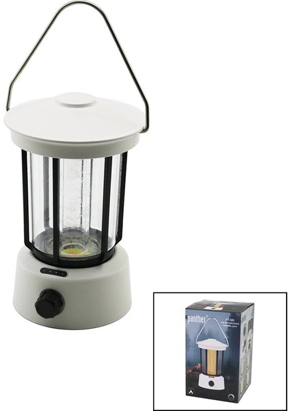 Fanus Kamp Lambası El Feneri USB Şarjlı Powerbank 5W Cob LED 800LUMEN Işık Ayarı Gün Işık - Beyaz PT-380