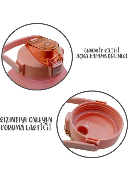 Pembe Spor Taşıma Matara 1,5l Pipetli, Sticker Hediyeli, Şık ve Pratik Tasarım fiyatları