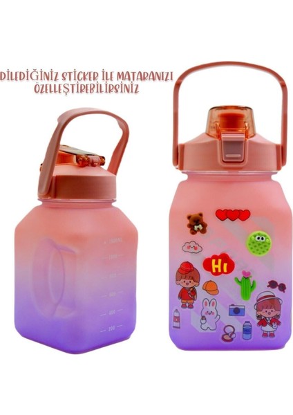 Pembe Spor Taşıma Matara 1,5l Pipetli, Sticker Hediyeli, Şık ve Pratik Tasarım fırsatları