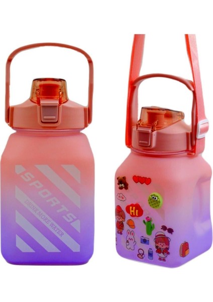 Pembe Spor Taşıma Matara 1,5l Pipetli, Sticker Hediyeli, Şık ve Pratik Tasarım indirimleri
