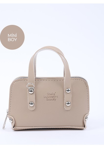 Vizon SHK224 Suni Deri Mini Boy Fermuarlı Tek Bölmeli Zincirli El. Kol ve Omuz Çantası
