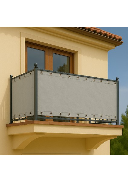 Balkon Perdesi Kuş Gözü Ölçü Seçenekli Düz Koyu Gri