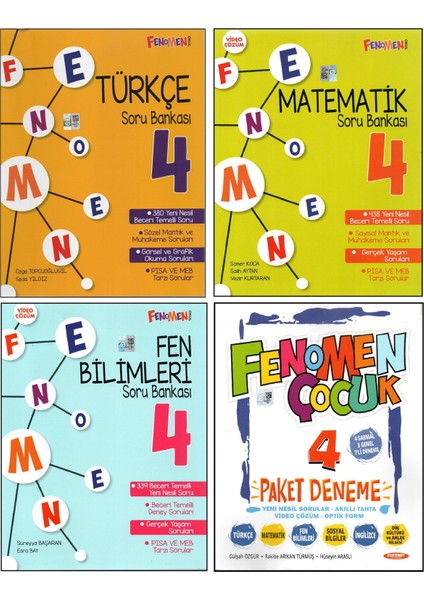 Fenomen 4. Sınıf Türkçe+Matematik+Fen B.+Paket Deneme (4 Kitap)