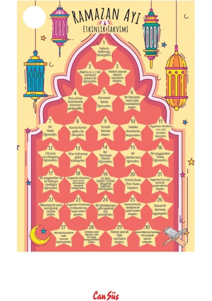 Pembe Ramazan Ayı Etkinlik Takvimi, Şık ve Renkli Tasarım ile Keyifli Anlar