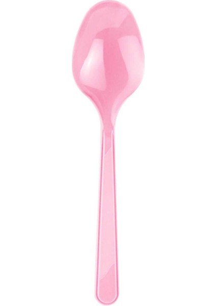 25'li Çok Renkli Tek Kullanımlık Piknik ve Parti Kaşığı Pembe