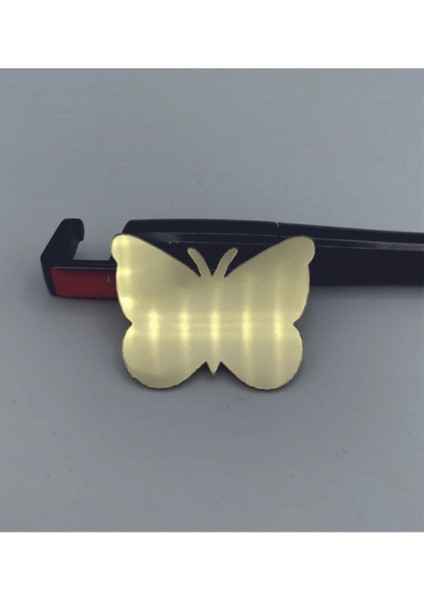 Altın Renkli Pleksi Kelebek Süsleme Malzemesi, 4x3 Cm, 50 Adet