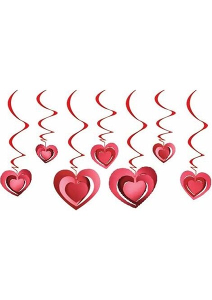 3D Kalp Sarkıt Tavan Süs, Kırmızı Dekoratif Aksesuar