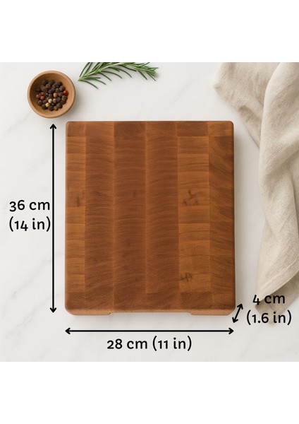 El Yapımı-End Grain Meşe Ağacı Profesyonel Kesme Doğrama Tahtası – 28X36X4 cm |dayanıklı-Şık Tasarım modelleri