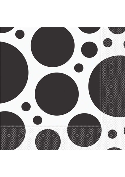 Siyah Puantiyeli Çok Amaçlı Peçete 33X33 cm 20'li Paket