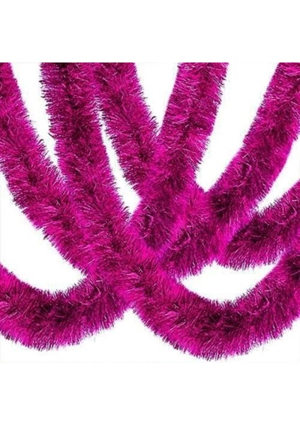 Fuşya Renkli 2 Metre Kalın Simli Parti Süsü, Eğlenceli Dekorasyon Malzemesi fiyatları