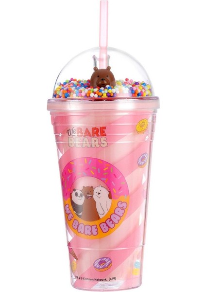 Renkli Boncuklu Pipetli 480 ml Plastik Şişe, Eğlenceli ve Şık Tasarım