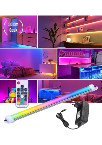 50 cm Opak 20 Renk Rf Kumandalı Rgb Çubuk Şerit LED Renk Değiştiren LED Işık SB-6542