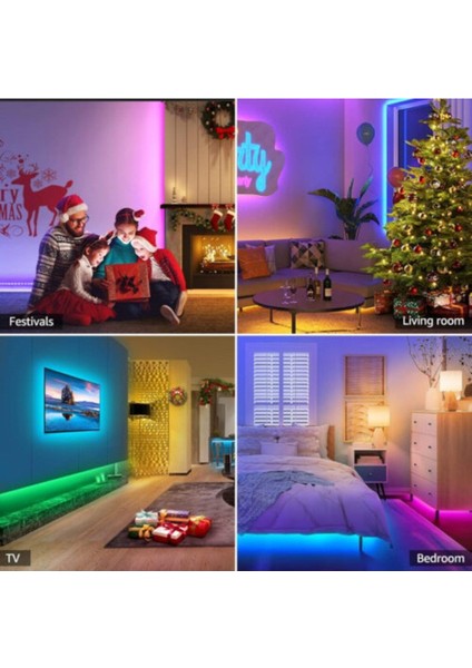 2.5 Metre 20 Renk Rf Kumandalı Renk Değiştiren Rgb Şerit LED Işık Seti SB-6545