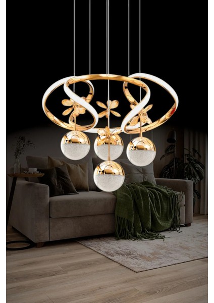 Zümrüt Model Şık Tarz Modern Yemek Oturma Çocuk Odası Salon Ledli Avize