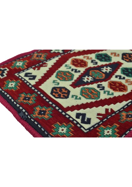 Dekoratif Otantik Çift Taraflı Fermuarlı Kilim Şark Köşesi Minder Kılıfı (40CMX41CM) Mod4 fiyatları