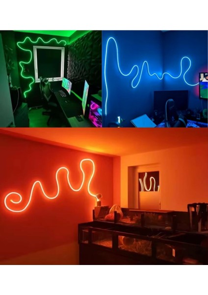 5 Metre 20 Renk Rf Kumandalı Renk Değiştiren Rgb Neon LED Şerit Işık Seti SB-6562 indirimleri