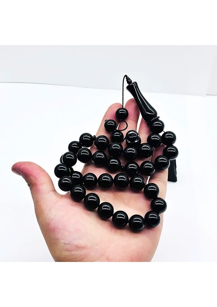 15 x 15 mm Kumpaslı Sade Erzurum Oltu Taşı Tesbih modelleri