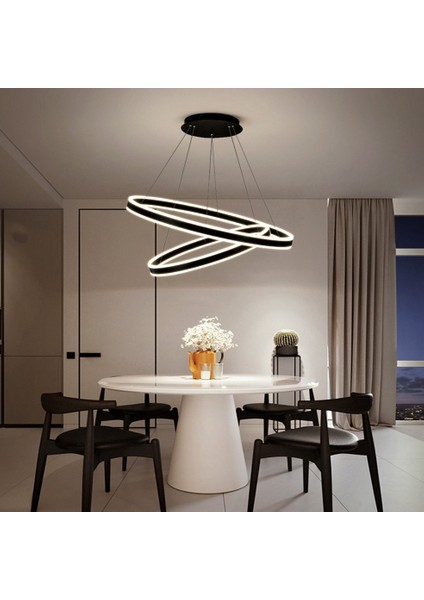 Siyah 3000K Işık Rengi, Kumandalı Ø80-60CM Çember LED Lamba,yuvarlak Sarkıt Avize,modern Aydınlatma fırsatları