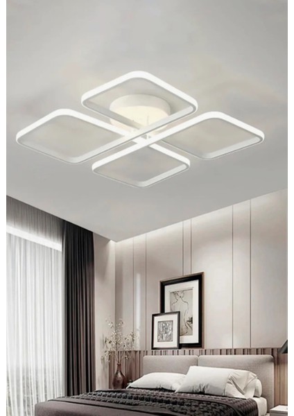 Antrasit Yonca 60X60CM 3000K Işık Rengi, Kuamndalı LED Tavan Lambası,oval Avize,modern Aydınlatma,dekoratif Işık modelleri