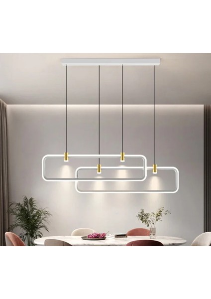 Beyaz 3000K Işık Rengi, Kumandalı 2*80CM LED Lamba, Sarkıt Avize, Modern Aydınlatma, Masa Üzeri