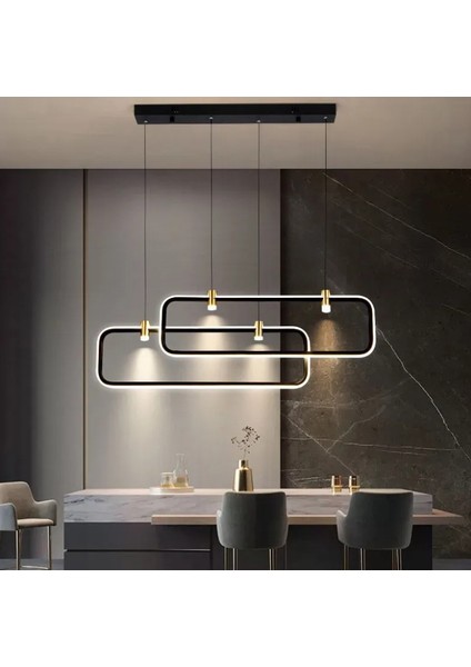Siyah 3000K Işık Rengi, Kumandalı 2*80CM LED Lamba, Sarkıt Avize, Modern Aydınlatma, Masa Üzeri modelleri