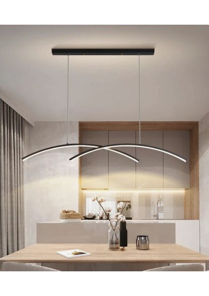 Siyah 120CM Sarkıt LED Avize, 3000K Işık, Kumandalı, Modern Sarkıt, LED Lamba, Dekoratif Avize fiyatları