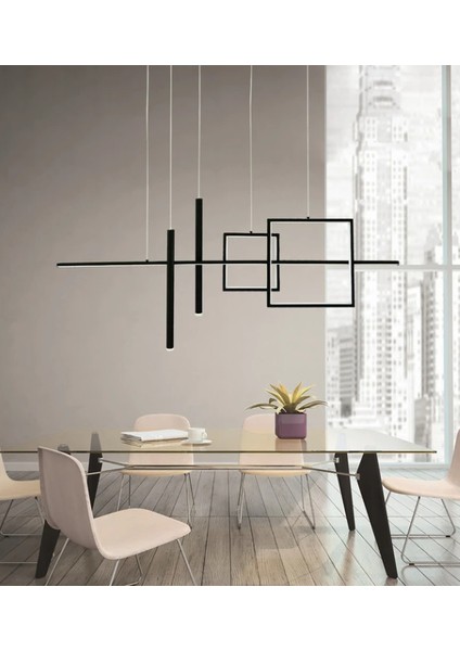 Siyah 120CM 3000K Işık, Kumandalı, LED Avize Sarkıt, Modern Avize, LED Lamba fiyatları