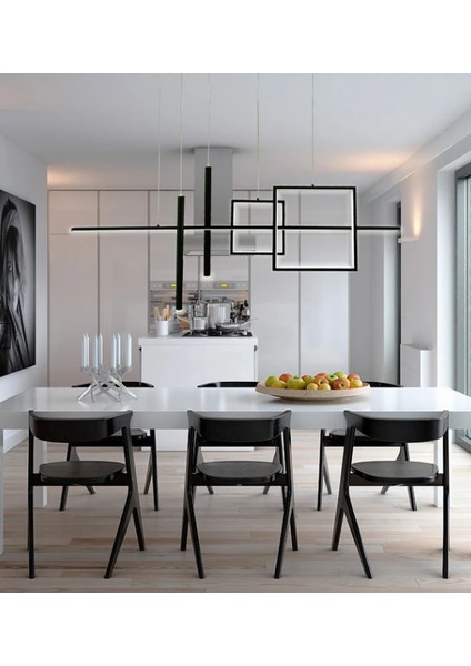 Siyah 120CM 3000K Işık, Kumandalı, LED Avize Sarkıt, Modern Avize, LED Lamba modelleri