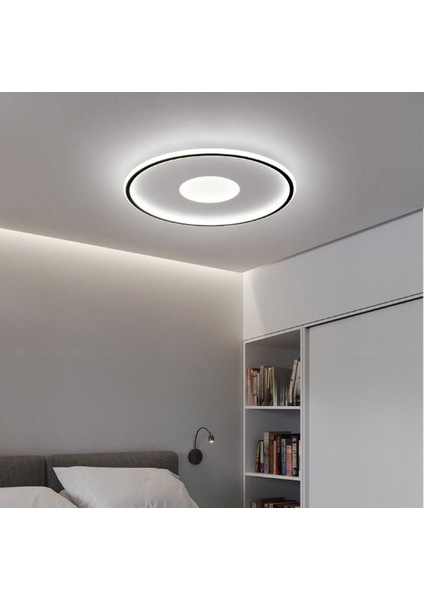 Siyah Ø80CM Yuvarlak 3000K Işık Rengi,kumandalı LED Tavan Lambası,avize,modern Aydınlatma, Dekoratif Işık