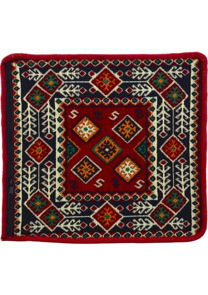 Dekoratif Otantik Çift Taraflı Fermuarlı Kilim Şark Köşesi Minder Kılıfı (40CMX41CM) Mod5