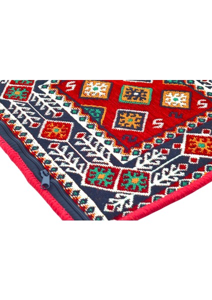 Dekoratif Otantik Çift Taraflı Fermuarlı Kilim Şark Köşesi Minder Kılıfı (40CMX41CM) Mod5 fiyatları
