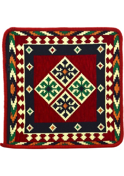 Dekoratif Otantik Çift Taraflı Fermuarlı Kilim Şark Köşesi Minder Kılıfı (40CMX41CM) Mod6