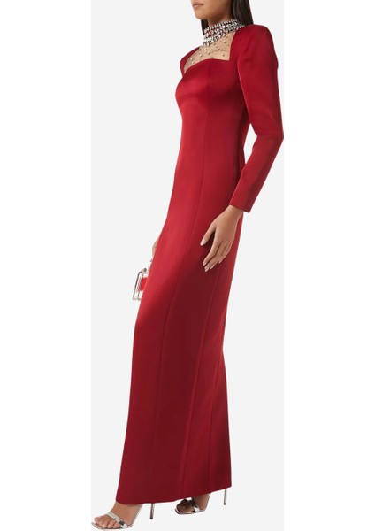 Diana Kristal Işlemeli Uzun Taffeta Abiye Elbise fiyatları