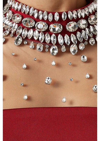 Diana Kristal Işlemeli Uzun Taffeta Abiye Elbise fırsatları