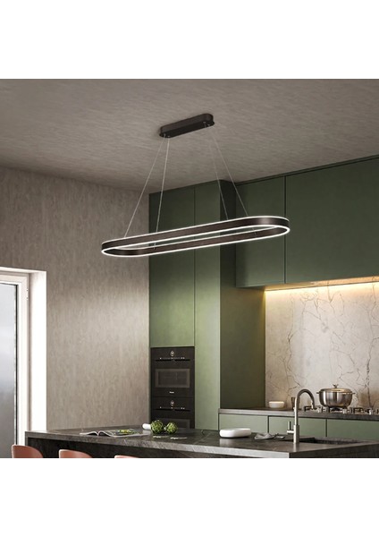 Antrasit Oval 90*40CM 3000K Işık Rengi, Kumandalı, LED Lamba,sarkıt Avize,modern Aydınlatma, fiyatları
