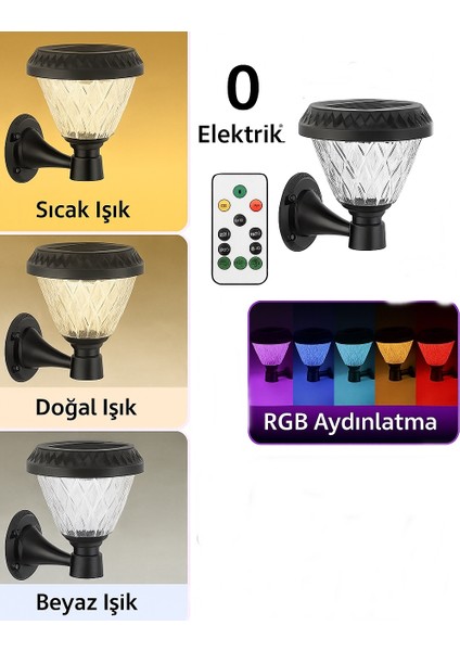 40W Duvara / Kapı Girişine Takılabilen Çok Renkli Ayarlanabilir Solar Güneş Enerjili Bahçe Lambası Yuvarlak Gövde