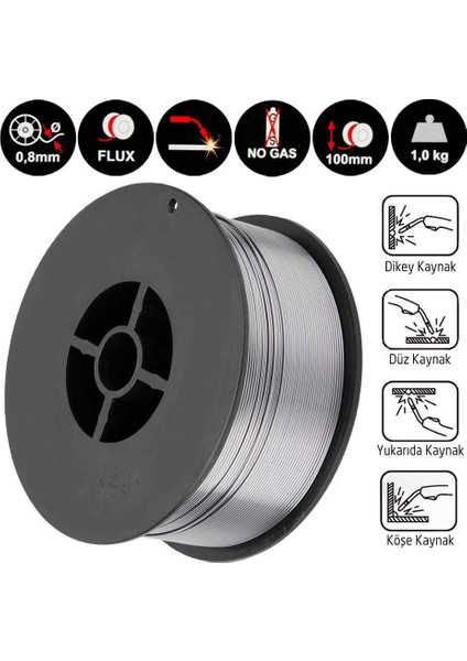 K108 Gazsız Gazaltı Mıg Kaynak Teli 0.8 mm (1 kg Makara)