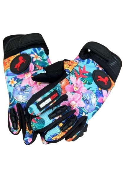 Motosiklet Çocuk Eldiveni Tpr Velcro Kids Motor Eldiven Flower