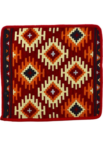 Dekoratif Otantik Çift Taraflı Fermuarlı Kilim Şark Köşesi Minder Kılıfı (40CMX41CM) Mod7