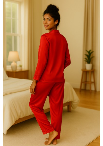 Lüks Kutulu Saten Pijama Takımı – Dantel Kollu, Uzun Kollu, Kore Ipeği Dokulu, Çeyizlik Hediye Seçeneği modelleri