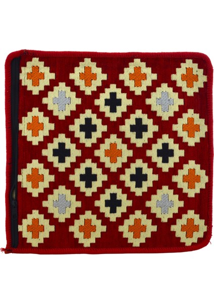 Dekoratif Otantik Çift Taraflı Fermuarlı Kilim Şark Köşesi Minder Kılıfı (40CMX41CM) Mod8