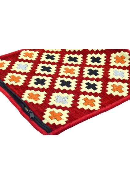 Dekoratif Otantik Çift Taraflı Fermuarlı Kilim Şark Köşesi Minder Kılıfı (40CMX41CM) Mod8 fiyatları