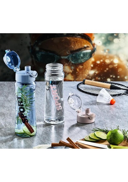 Şeffaf Pipetli Spor Matara 750 Ml, Ofis ve Okul Için, Sağlıklı ve Hafif Tasarım