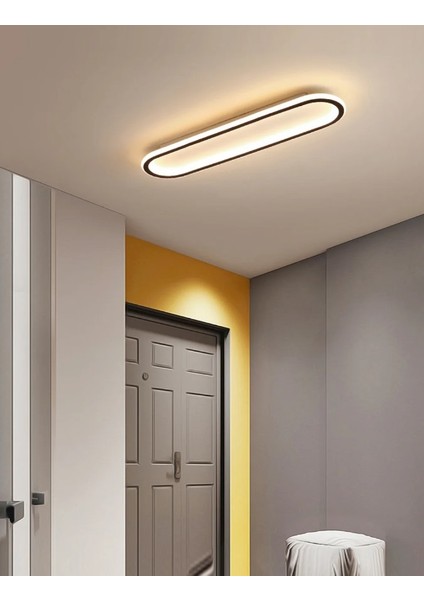 Siyah Oval 60X16CM 3000K Işık Rengi, Kumandalı LED Tavan Lambası,oval Avize,modern Aydınlatma,dekoratif Işık modelleri