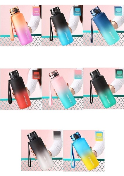 1500ML Renkli Soft Touch Çift Renk Tritan Su Şişesi, Motivasyonlu ve Şık Tasarım indirimleri