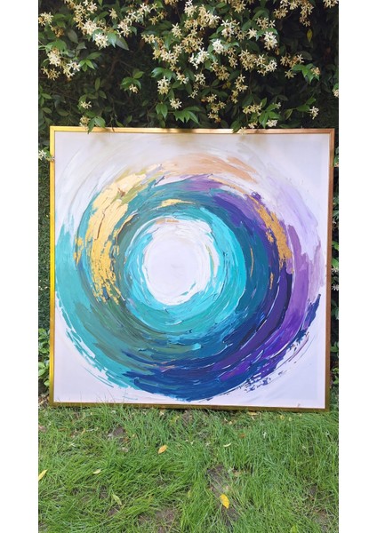 Yağlı Boya Dokulu Tablo Soyut Renkli Halka U08099