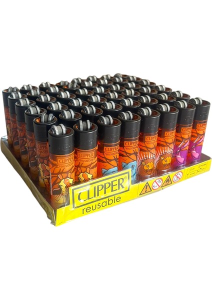 Clippet Clipper Pocket Hayvan Desenli Taşlı Çakmak 48 Adet 9351