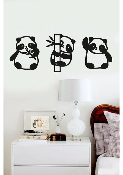Panda Serisi 3'lü Duvar Dekor Ürünü-Duvar Süslemesi