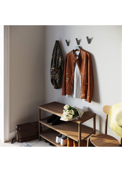 Duvar Askılığı Askısı - 3'lü Set - Metal Ahşap Siyah Metal Askılar, Duvar Askıları - Dekoratif Duvar Askıları - Duvar Askıları fırsatları